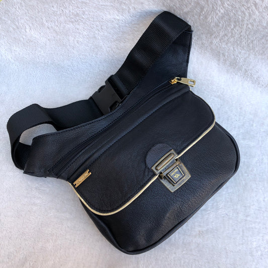 Special Black &amp; Golden BioCuir® natural leather Exclusive Piece No. 8948