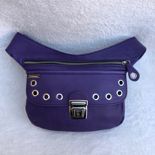 Premium Purple &amp; Silver BioCuir® natural leather Unique Piece No. 8958