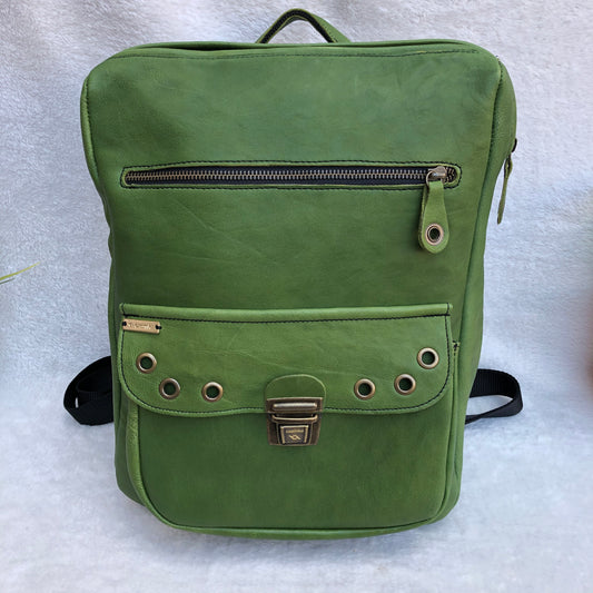 Mochila Special "Cool Green” Piel natural BioCuir® · Pieza Exclusiva núm. 8943