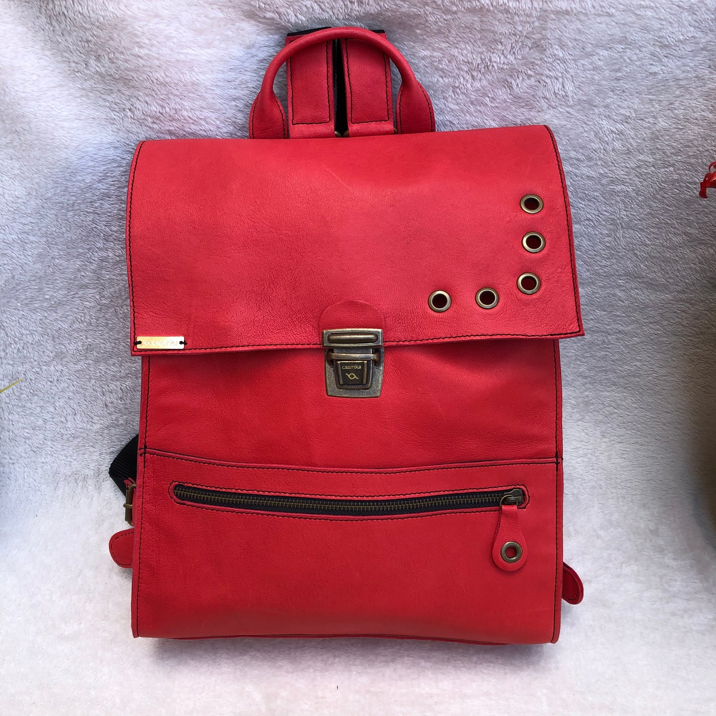 Vintage Rucksack „Special Red“ Naturleder BioCuir® Einzelstück Nr. 8944 