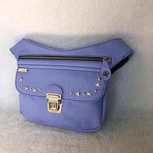 Premium Lavender Stars &amp; Silver Natural BioCuir® Leather Exclusive Piece No. 9123