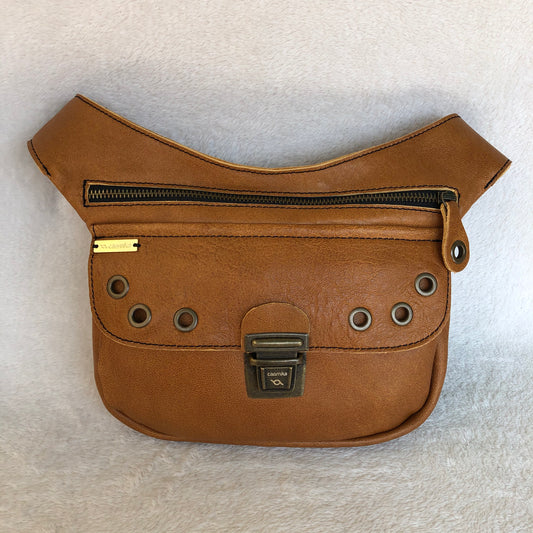 Premium Brown &amp; Old Gold Natural BioCuir® Leather Exclusive Piece No. 9112
