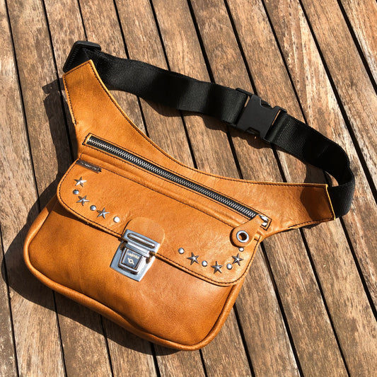 Premium Brown Stars &amp; Silver Natural BioCuir® Leather Exclusive Part No. 9118