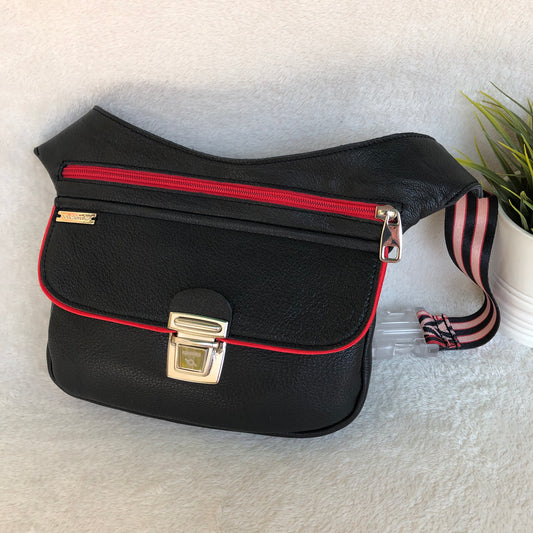Special Black &amp; Silver Premium Natural BioCuir® Leather Exclusive Piece No. 9177