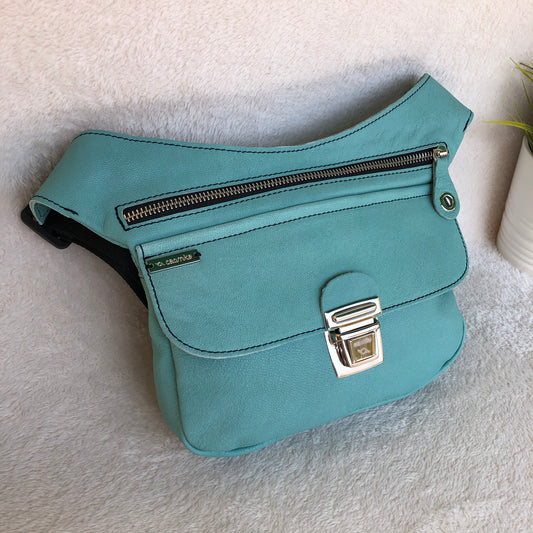 Special Turquoise &amp; Silver BioCuir® natural leather Exclusive Piece No. 9131