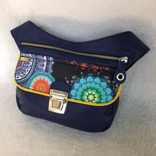 Summer Dark Blue & Mandalas · Piel natural BioCuir® · Pieza Única Núm. 9122