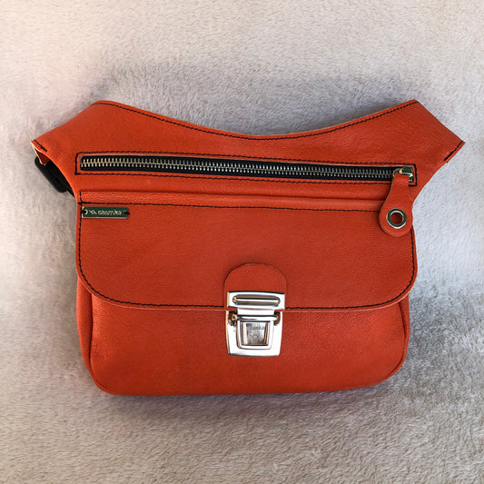 Orange &amp; Silver Natural BioCuir® Leather Exclusive Piece No. 9124