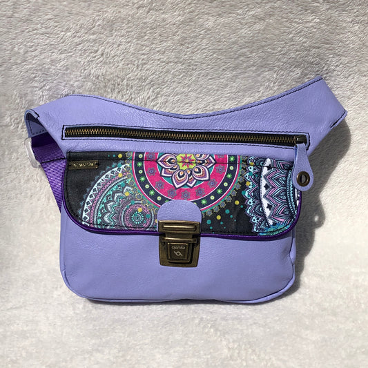 Special Lavender Summer Mandalas BioCuir® natural leather Unique Piece No. 9130