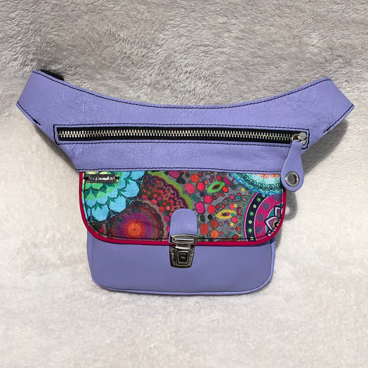 Mini Special Lavender MANDALAS &amp; Silver Natural leather BioCuir® Unique Piece No. 9264