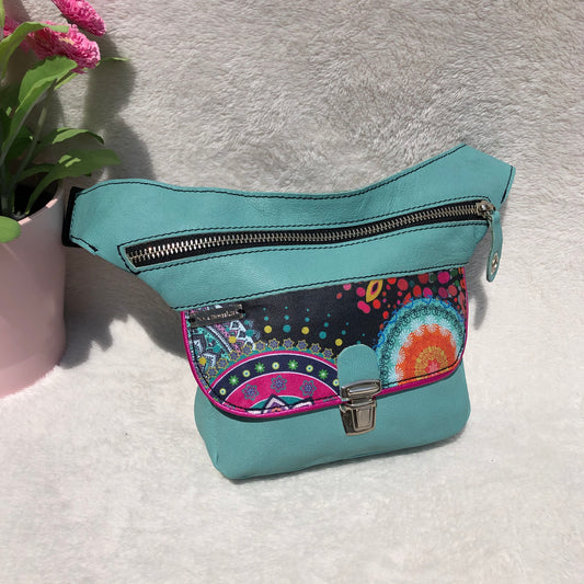 Mini Special Turquesa & Mandalas · Piel natural BioCuir® · Pieza Única Núm. 9240