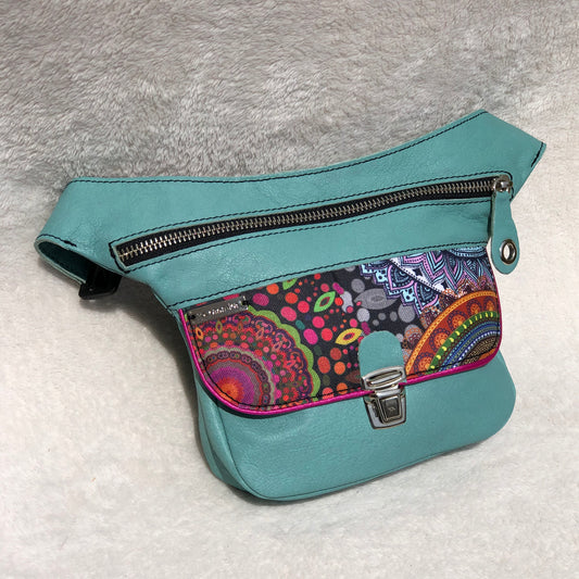 Mini Special Turquesa & Mandalas · Piel natural BioCuir® · Pieza Única Núm. 9238
