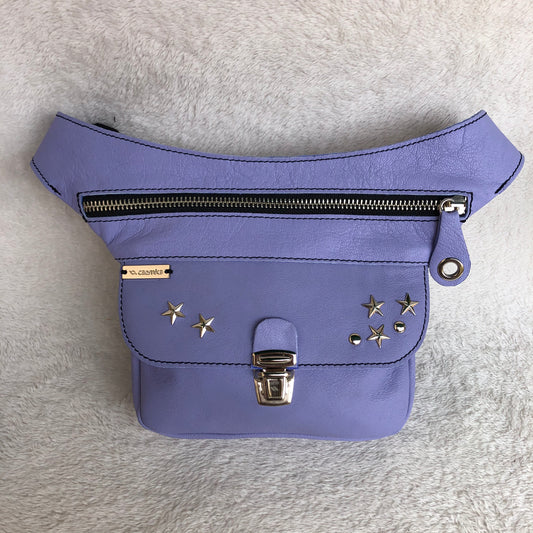 Mini Premium Stars Lavender &amp; Silver Natural BioCuir® Leather Exclusive Piece No. 9277