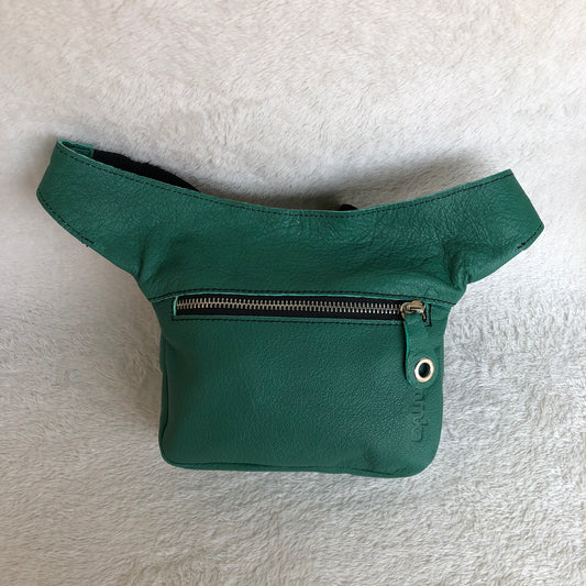 Mini Premium Stars Green &amp; Silver BioCuir® natural leather Unique Piece No. 9271