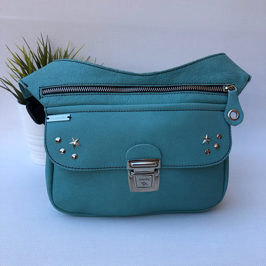 Premium Turquesa Stars & Silver · Piel natural BioCuir® · Pieza Exclusiva Núm. 9447