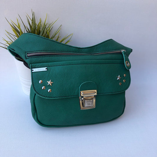 Premium Green Stars &amp; Silver Natural BioCuir® Leather Exclusive Part No. 9460