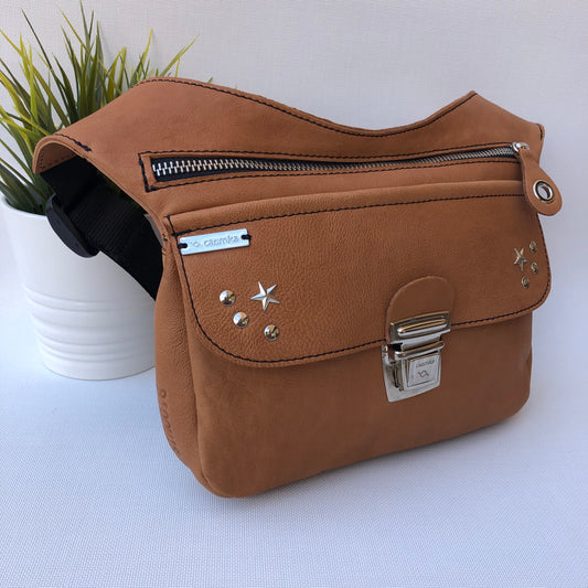 Premium Brown Stars &amp; Silver Natural BioCuir® Leather Exclusive Part No. 9459