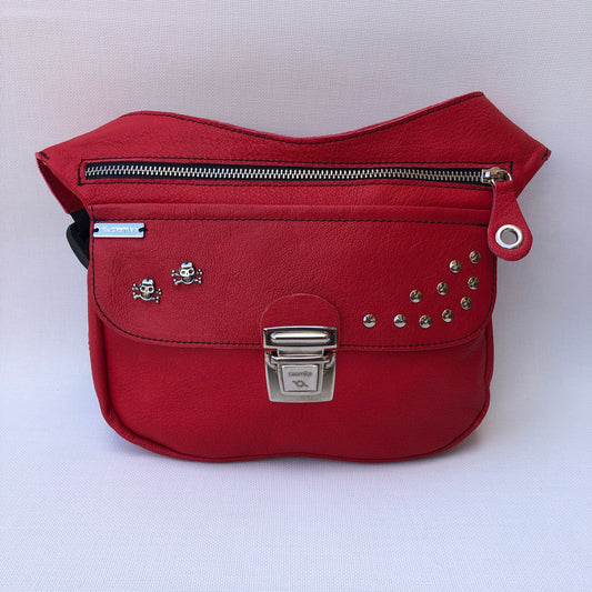 Premium Red Skulls &amp; Silver Natural BioCuir® Leather Exclusive Part No. 9458