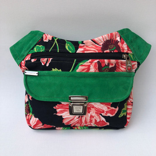 Special Roses &amp; Green Suede, natural leather Unique Piece No. 9474