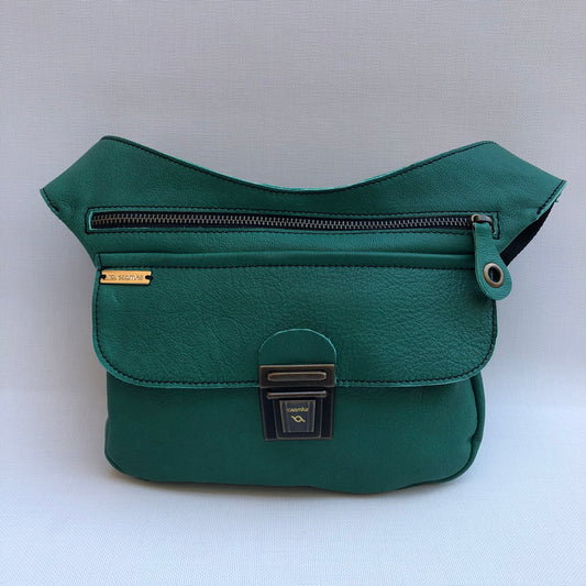 Classic Green &amp; Old Gold BioCuir® Natural Leather Exclusive Piece No. 9546