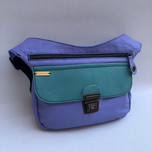 Special Lavender &amp; Turquoise BioCuir® natural leather Exclusive Piece No. 9543