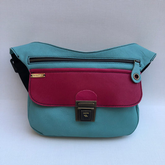 Special Turquoise &amp; Fuchsia Pink Natural BioCuir® Leather Exclusive Piece No. 9531