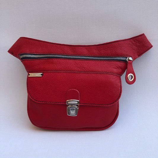 Mini Classic Red &amp; Silver Natural BioCuir® Leather Exclusive Piece No. 9576