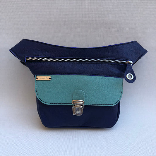 Mini Special Purple &amp; Turquoise Natural BioCuir® Leather Exclusive Piece No. 9586