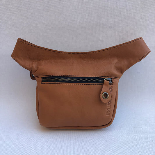 Mini Special Premium Circles Brown & Old Gold Natural BioCuir® Leather Exclusive Piece No. 9591
