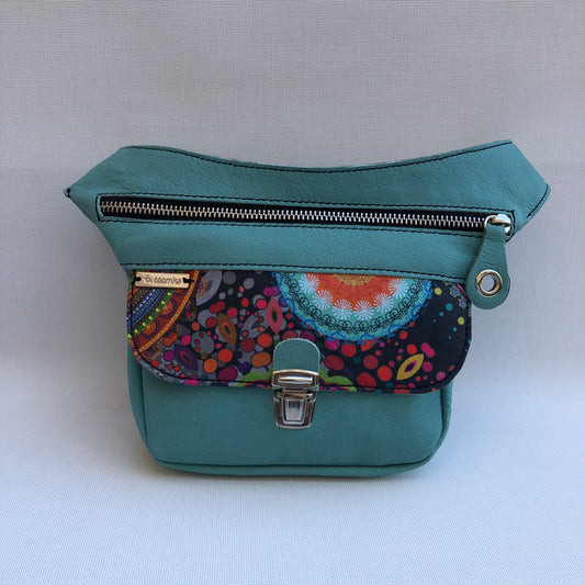 Mini Special Mandalas Turquoise &amp; Silver · BioCuir® natural leather · Unique Piece No. 9600