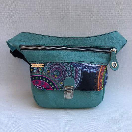 Mini Special Mandalas Turquoise &amp; Silver · BioCuir® natural leather · Unique Piece No. 9601