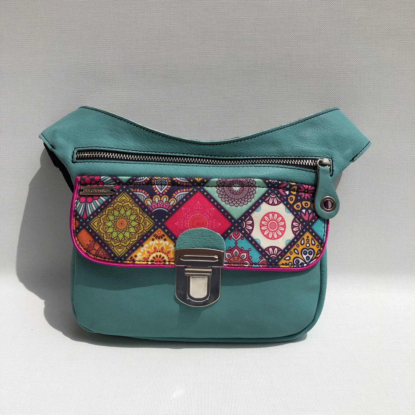Summer Turquoise &amp; Mandalas BioCuir® Naturleder Einzelstück Nr. 9670