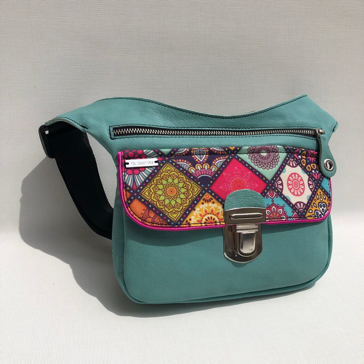 Summer Turquoise &amp; Mandalas BioCuir® Naturleder Einzelstück Nr. 9670
