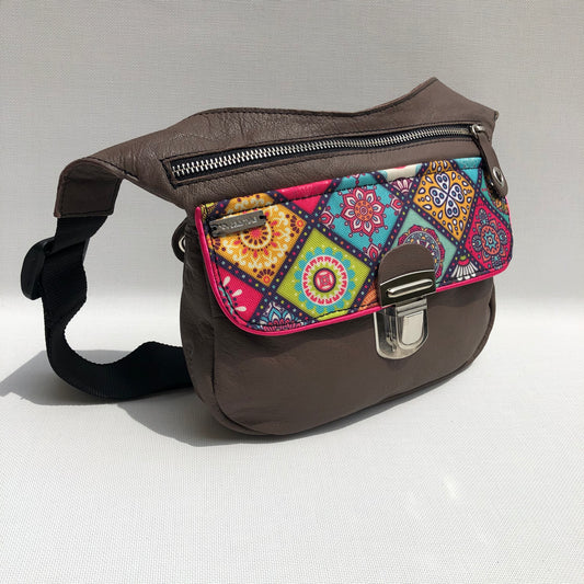 Summer Brown &amp; Mandalas BioCuir® natural leather Unique Piece No. 9667