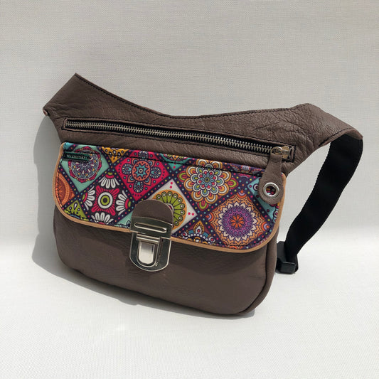 Summer Brown &amp; Mandalas BioCuir® natural leather Unique Piece No. 9669