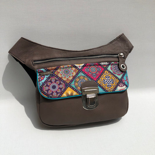 Summer Brown &amp; Mandalas BioCuir® natural leather Unique Piece No. 9668