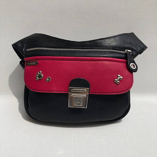 Premium Dog Black &amp; Fuchsia Natural Skin BioCuir® Unique Piece No. 9647