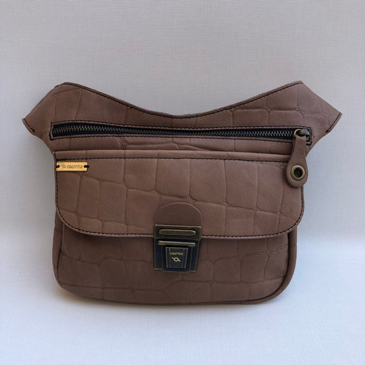 Special Soft Brown &amp; Old Gold BioCuir® natural leather Unique Piece No. 9807