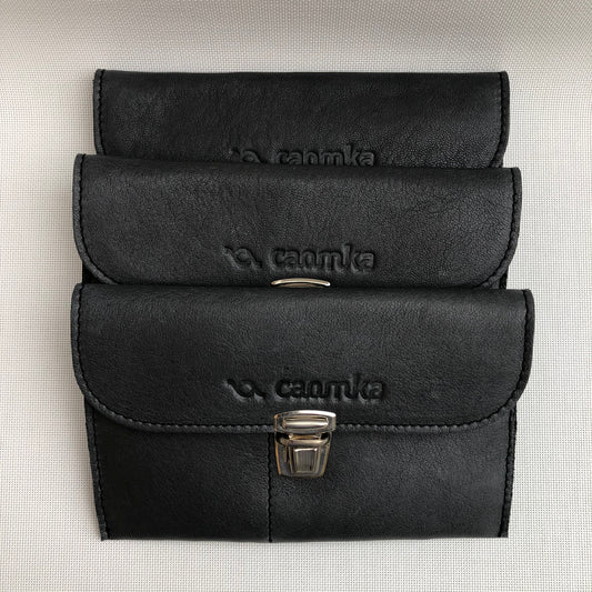 Flat CAOMKA gray coin purse BioCuir® natural leather Exclusive Piece No. 10.119