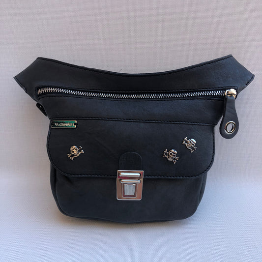 Mini Premium Skulls Gray &amp; Silver Natural BioCuir® Leather Exclusive Piece No. 9822