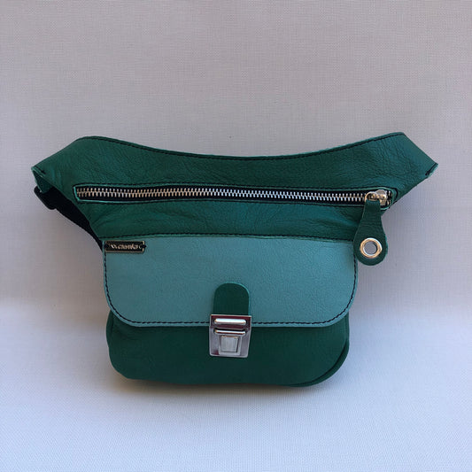 Mini Special Green &amp; Turquoise BioCuir® natural leather Exclusive Piece No. 10.057