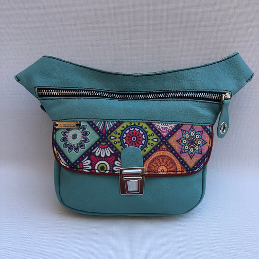 Mini Special Turquesa & Mandalas · Piel natural BioCuir® · Pieza Única Núm. 9828