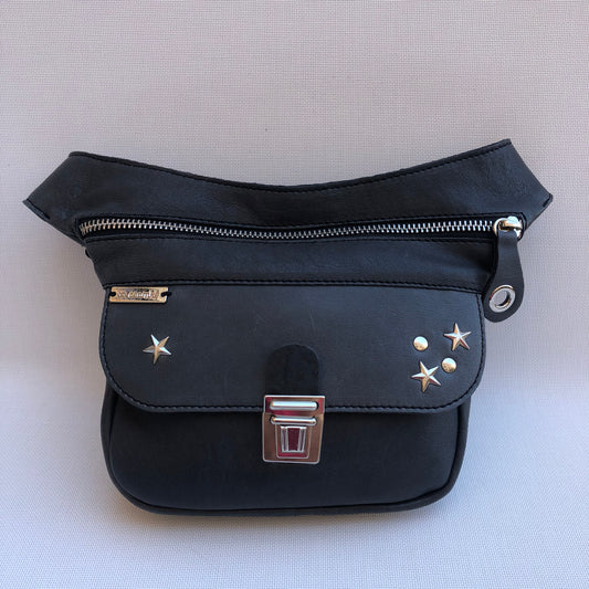 Mini Premium Stars Gray &amp; Silver Natural BioCuir® Leather Exclusive Piece No. 9827