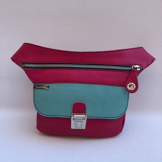 Mini Special Fuchsia &amp; Turquoise · BioCuir® natural leather · Exclusive Piece No. 9831