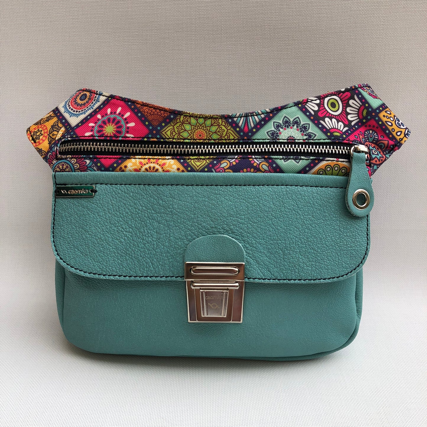 Special Turquoise &amp; Mandalas BioCuir® natural leather Unique Piece No. 9979