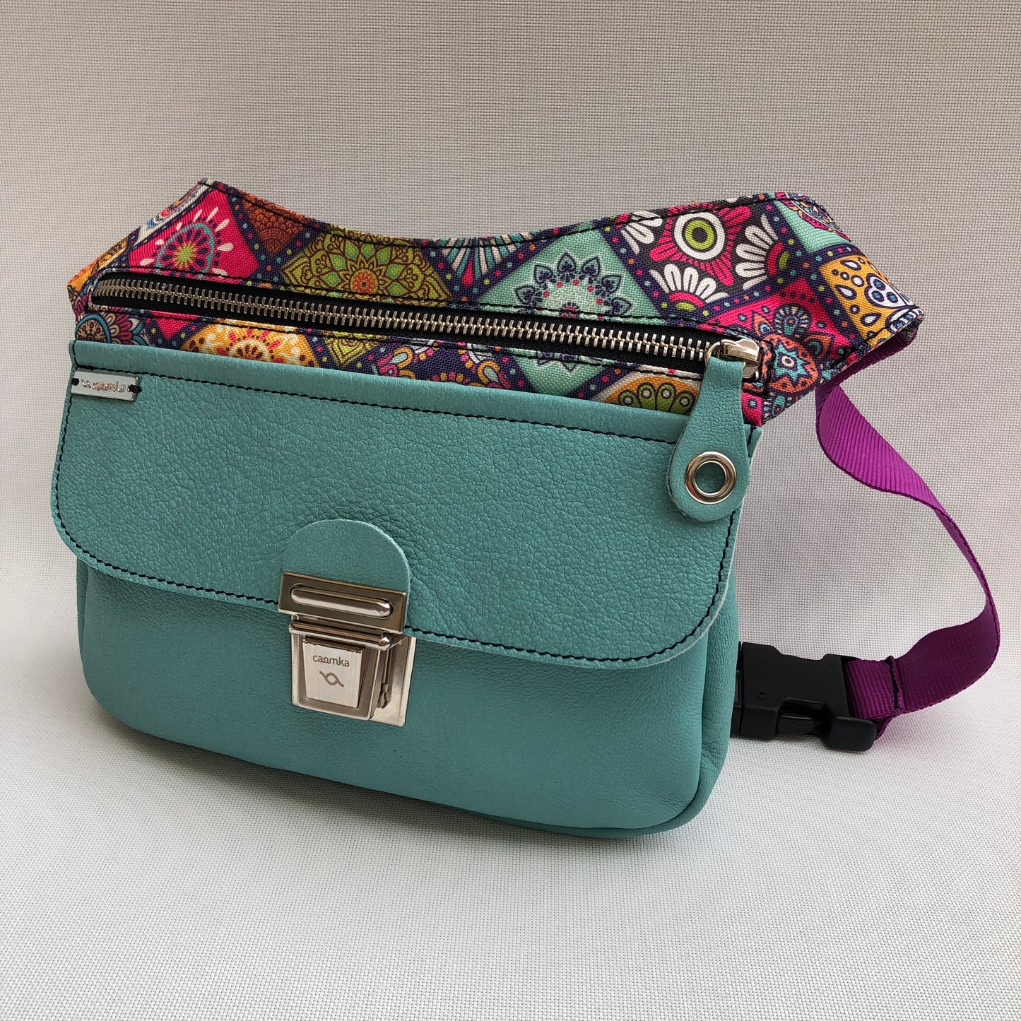 Special Turquoise &amp; Mandalas BioCuir® natural leather Unique Piece No. 9979