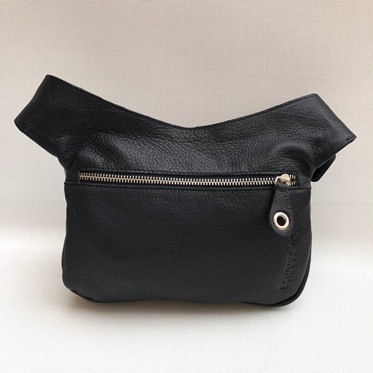 Special Black &amp; Art Flowers BioCuir® natural leather Unique Piece No. 10.137