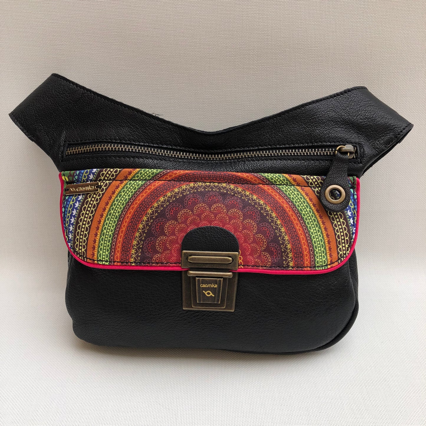 Black &amp; Mandalas BioCuir® natural leather Unique Piece No. 10286