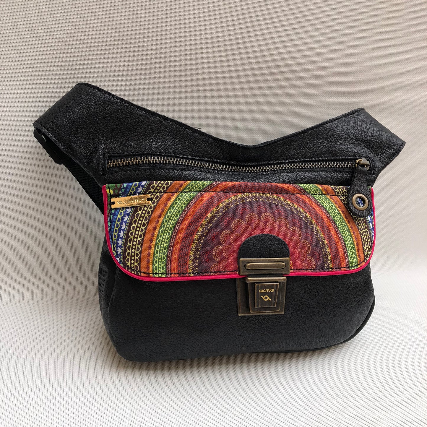 Black &amp; Mandalas BioCuir® natural leather Unique Piece No. 10286