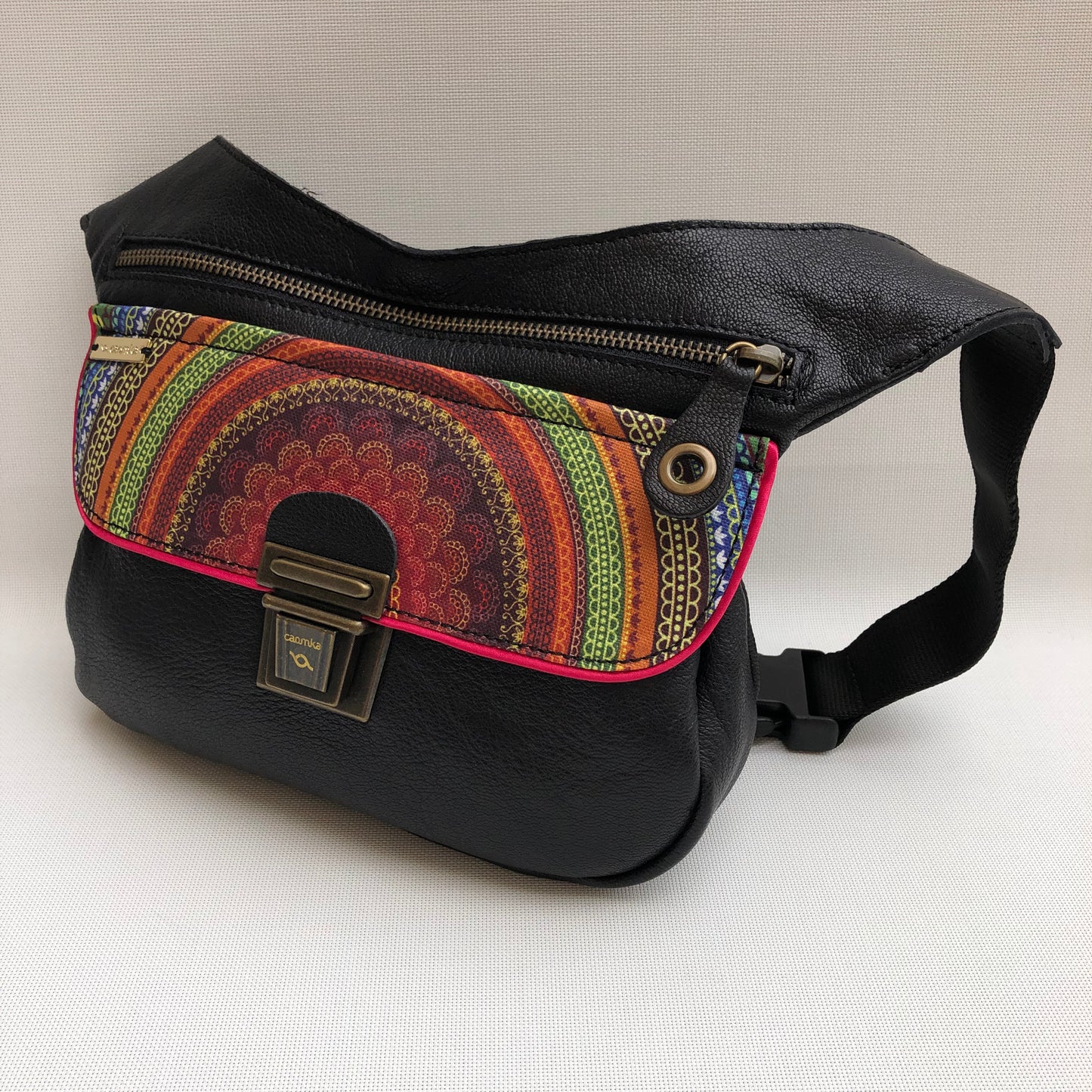 Black &amp; Mandalas BioCuir® natural leather Unique Piece No. 10286