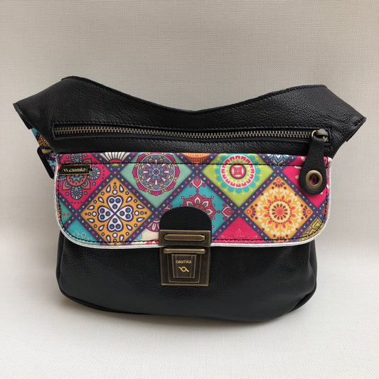 Special Black &amp; Mandalas BioCuir® natural leather Unique Piece No. 10404